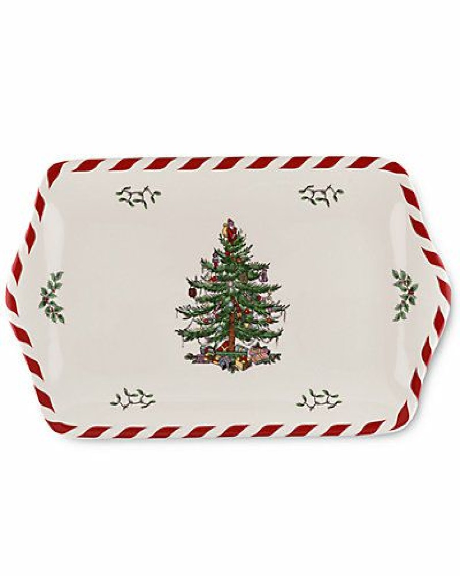 Kitchen & Dining Room * | Spode Christmas Tree 12In Peppermint Dessert Tray Home