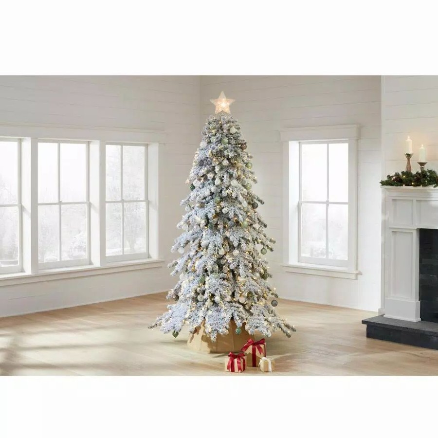 Christmas Trees * | Home Decorators Collection 7.5 Ft. Risch White Pine Heavy Flocked Led Pre-Lit Artificial Christmas Tree With 1000 Surebright Warm White Lights