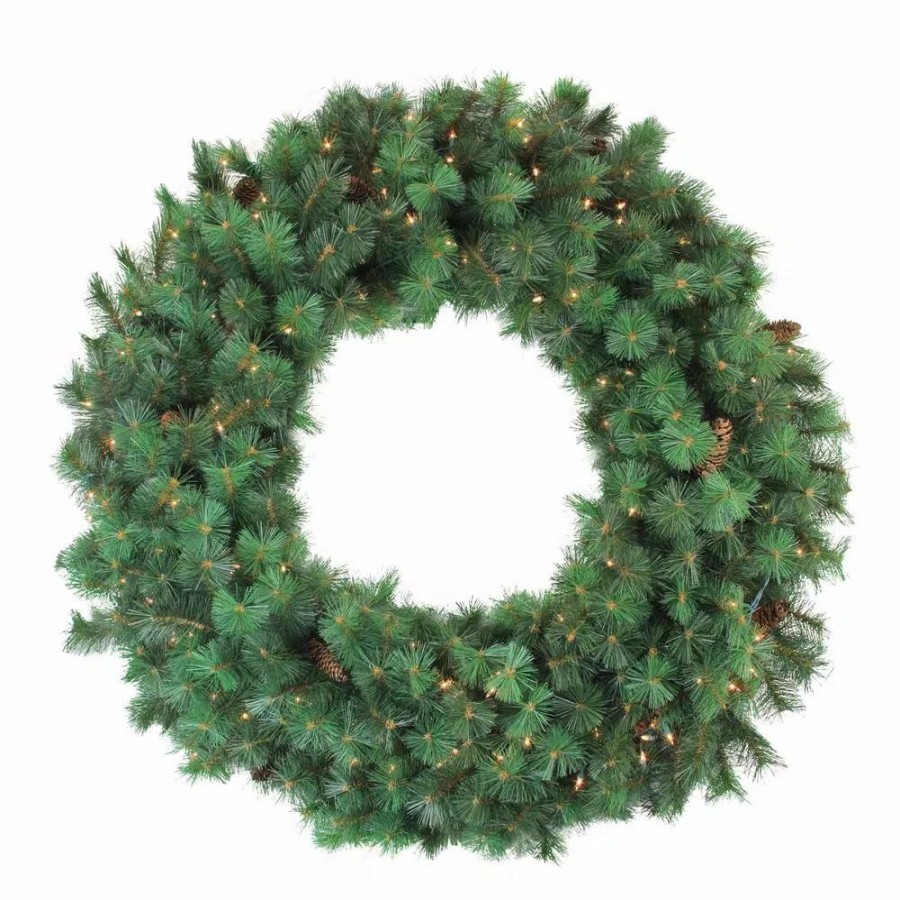 Christmas Greenery * | Northlight 48 In. Pre-Lit Royal Oregon Pine Artificial Christmas Wreath With Clear Lights