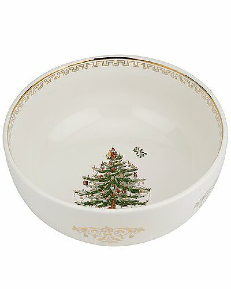 Kitchen & Dining Room * | Spode Christmas Tree Gold Salad Bowl Home