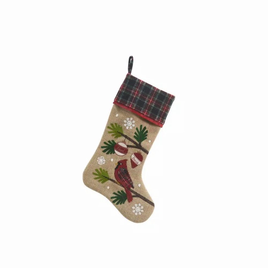 Indoor Christmas Decorations * | Manor Luxe 0.1 In. H X 20 In. L Polyester Blend Cardinal Noel Peace Christmas Stocking