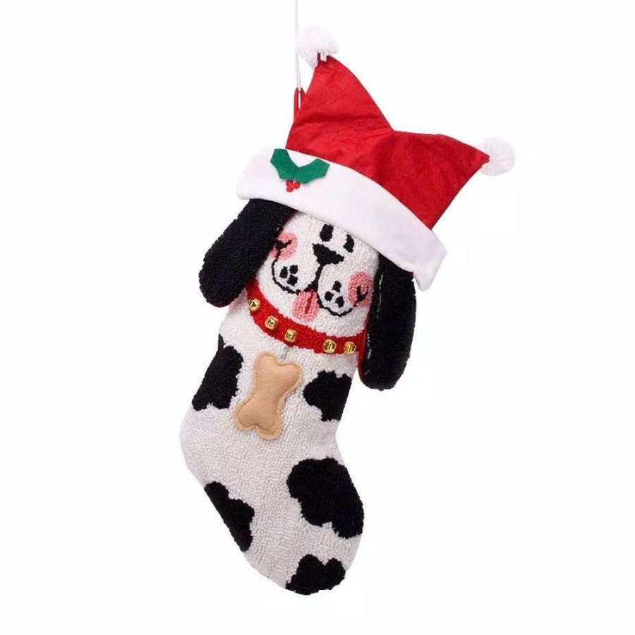 Indoor Christmas Decorations * | Glitzhome 22 In. Polyester/Acrylic Hooked 3D Dog Christmas Stocking