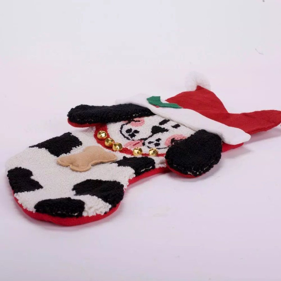 Indoor Christmas Decorations * | Glitzhome 22 In. Polyester/Acrylic Hooked 3D Dog Christmas Stocking