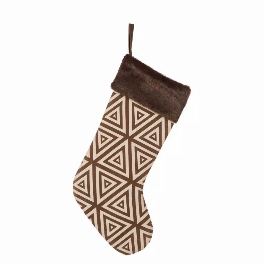 Indoor Christmas Decorations * | Glitzhome 20 In. L Christmas Stocking With Faux Fur Cuff