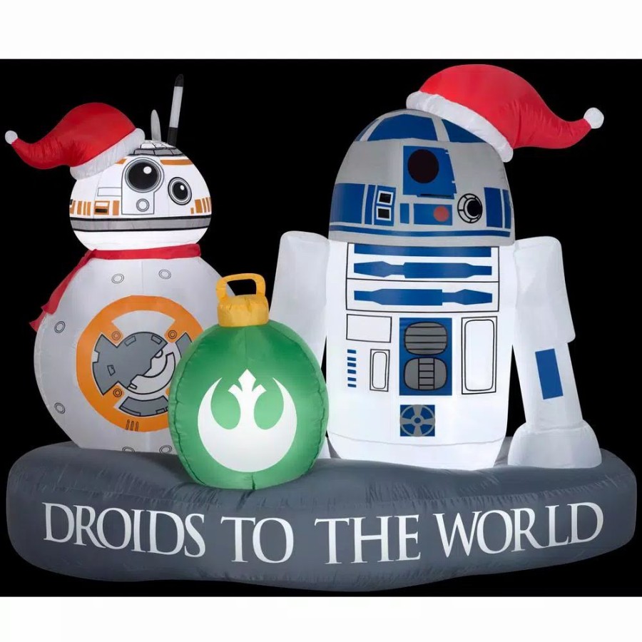 Outdoor Christmas Decorations * | Airblown 5 Ft. W Inflatable Christmas Airblown Stylized R2-D2 Bb-8 Driod Star Wars