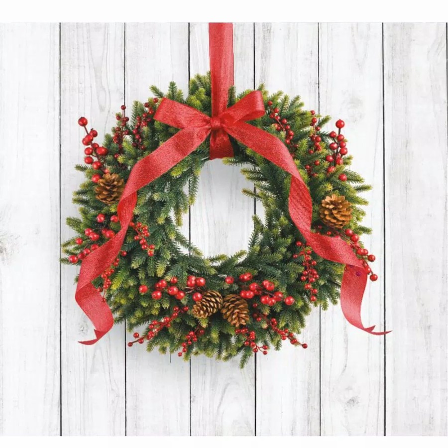 Outdoor Christmas Decorations * | My Door Decor 7 Ft. X 8 Ft. Christmas Wreath-Christmas Garage Door Decor Mural For Split Car Garage