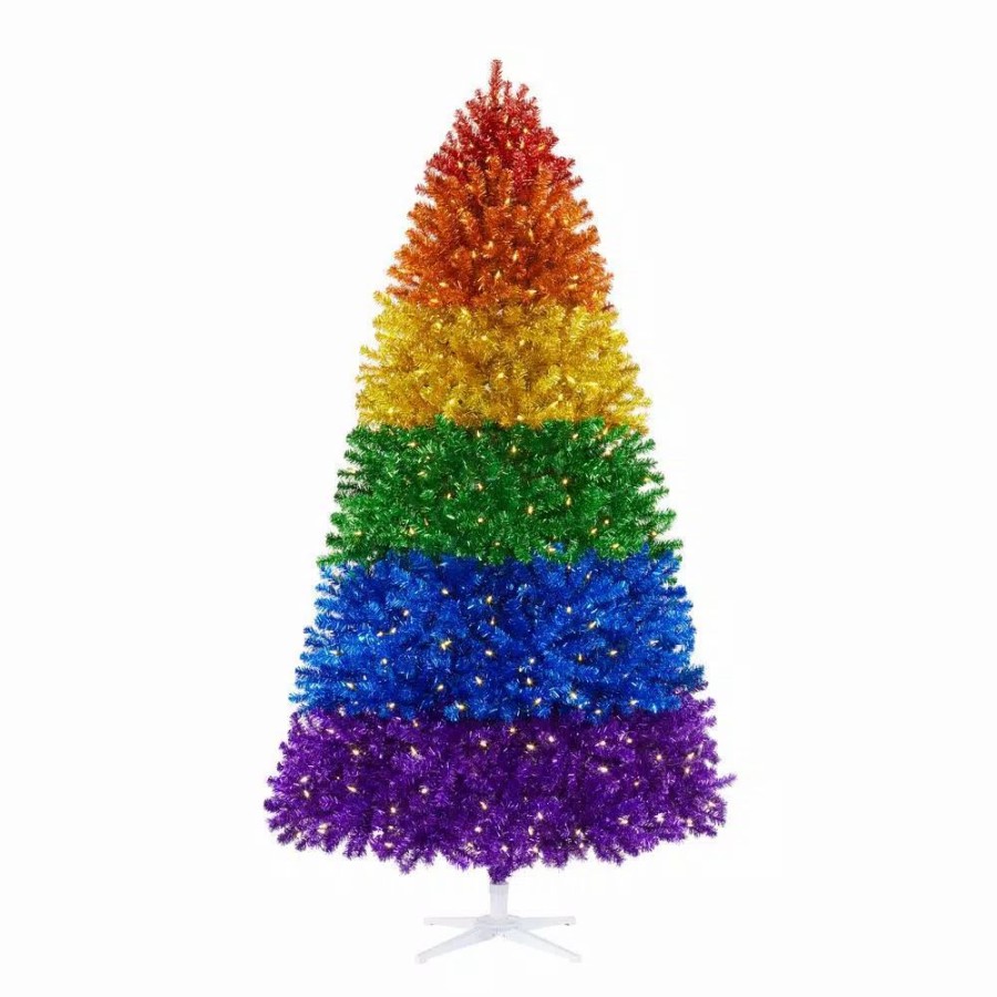 Christmas Trees * | Home Accents Holiday 7.5 Ft. Rainbow Color Pine Led Pre-Lit Artificial Christmas Tree With 500 Surebright Warm White Lights