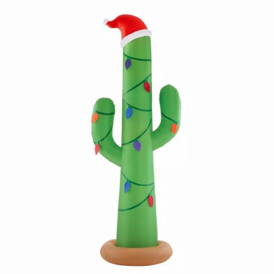 Outdoor Christmas Decorations * | Home Accents Holiday 12 Ft. Giant-Sized Inflatable Christmas Cactus