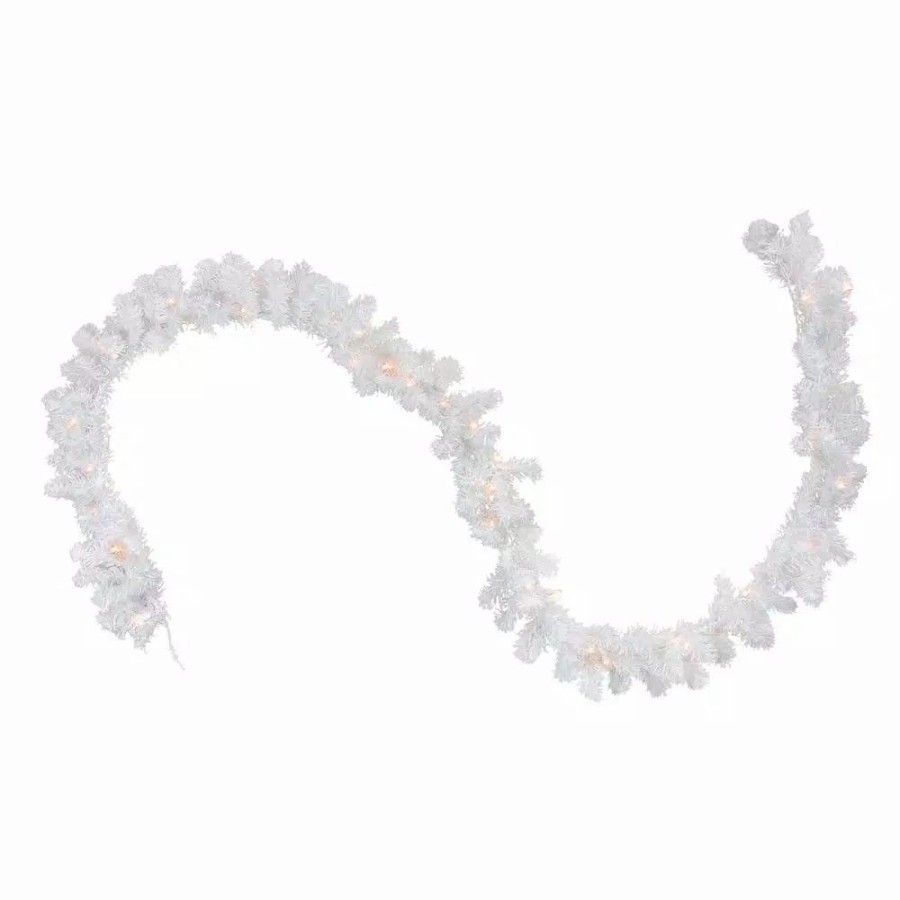 Christmas Greenery * | Northlight 9 Ft. X 8 In. Pre-Lit Snow White Artificial Christmas Garland With Clear Lights