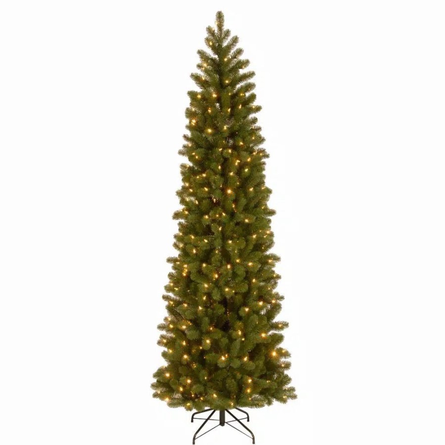 Christmas Trees * | National Tree Company 7-1/2 Ft. Feel Real Down Swept Douglas Fir Pencil Slim Hinged Artificial Christmas Tree With 350 Clear Lights