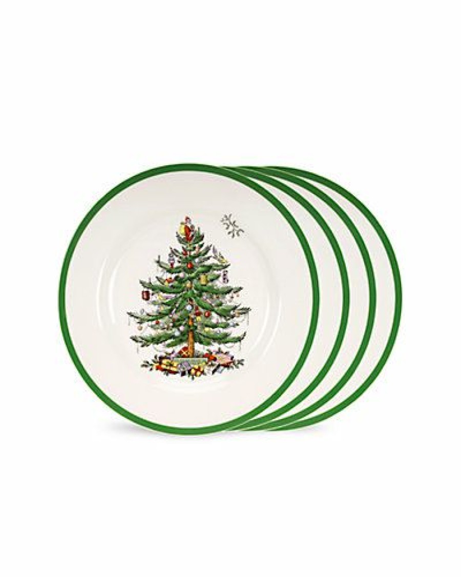 Kitchen & Dining Room * | Spode "Christmas Tree" Set Of 4 10.5In Dinner Plates Home