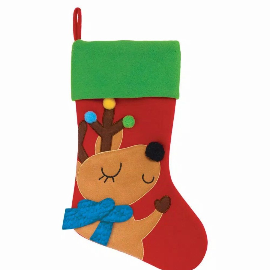 Indoor Christmas Decorations * | Amscan 18 In. Multi-Color Christmas Felt Fabric Reindeer Stockings (3-Pieces)