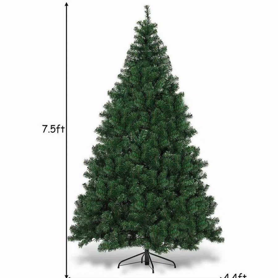 Christmas Trees * | Costway 7.5 Ft. Pre-Lit Dense Artificial Christmas Tree Hinged With 550 Multi-Color Lights And Stand