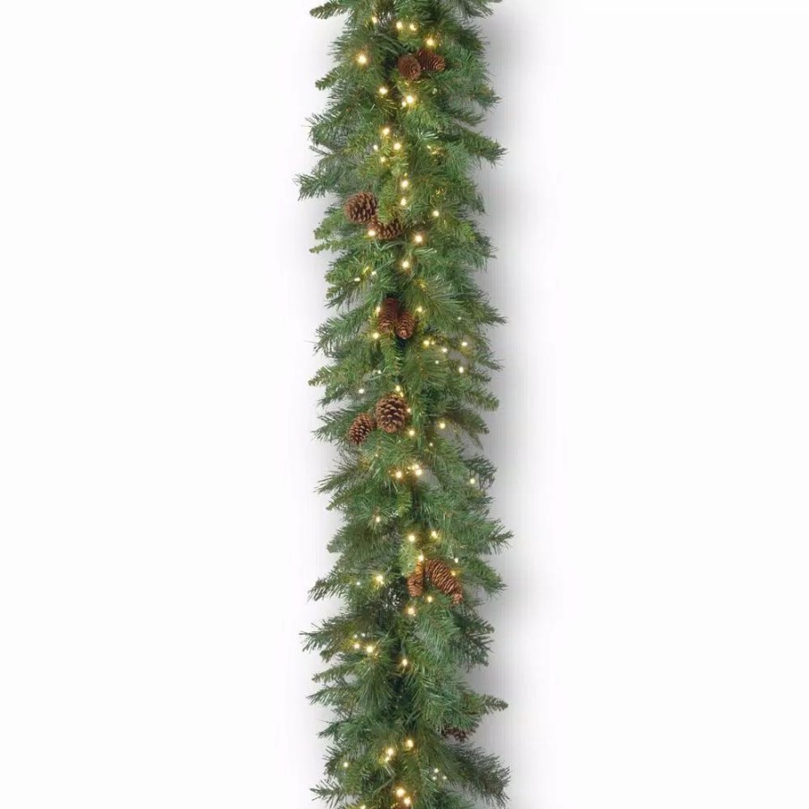 Christmas Greenery * | National Tree Company 9 Ft. Garwood Spruce Artificial Christmas Garland With Warm White Led Lights