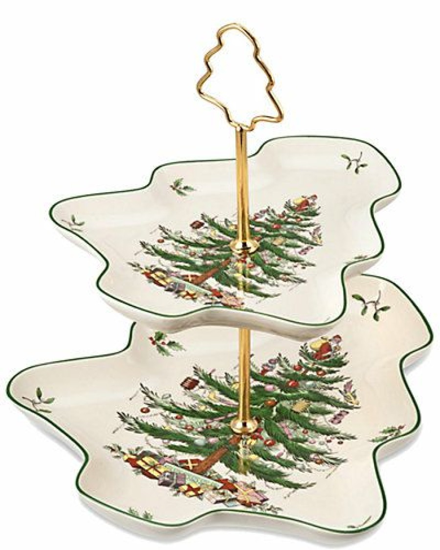 Kitchen & Dining Room * | Spode Christmas Tree Sculpted 2 Tier Server Home