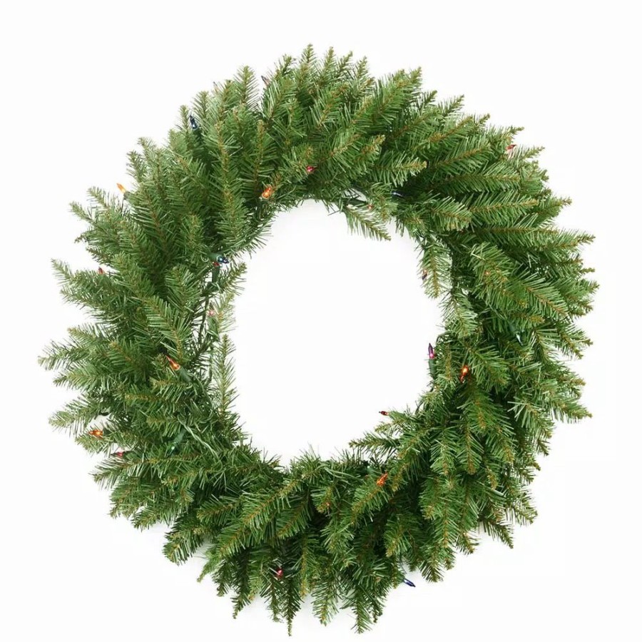 Christmas Greenery * | Northlight 36 In. Pre-Lit Northern Pine Artificial Christmas Wreath With Multi-Color Lights