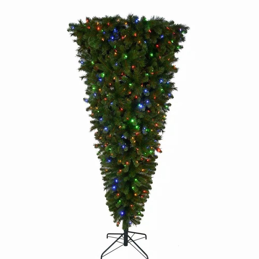 Christmas Trees * | Home Accents Holiday 7 Ft Wesley Upside Down Long Needle Pine Led Pre-Lit Artificial Christmas Tree With 420 Surebright Color Changing Lights