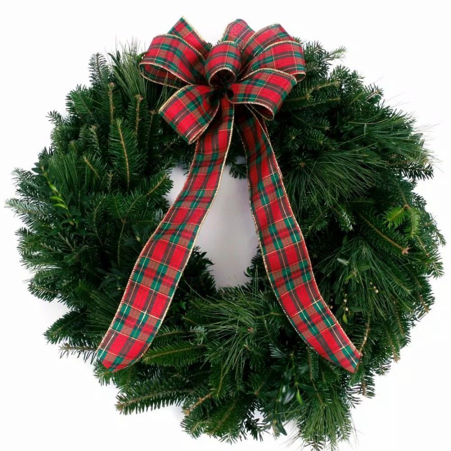 Christmas Greenery * | Van Zyverden 24 In. Live Fresh Cut Blue Ridge Mountain Mixed Christmas Wreath With Bow