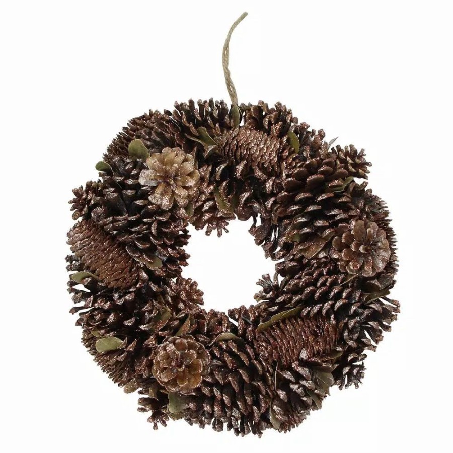 Christmas Greenery * | Northlight 13 In. Unlit Brown Assorted Pine Cone Wooden Christmas Wreath