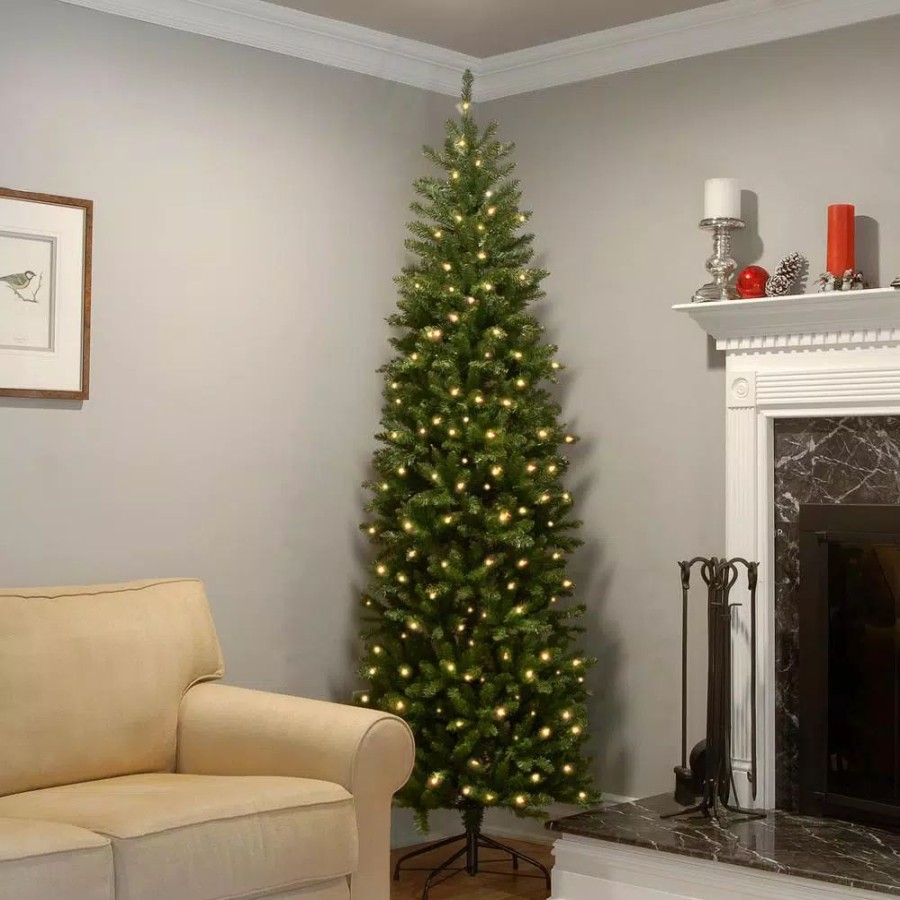 Christmas Trees * | National Tree Company 9 Ft. Kingswood Fir Pencil Artificial Christmas Tree With Clear Lights