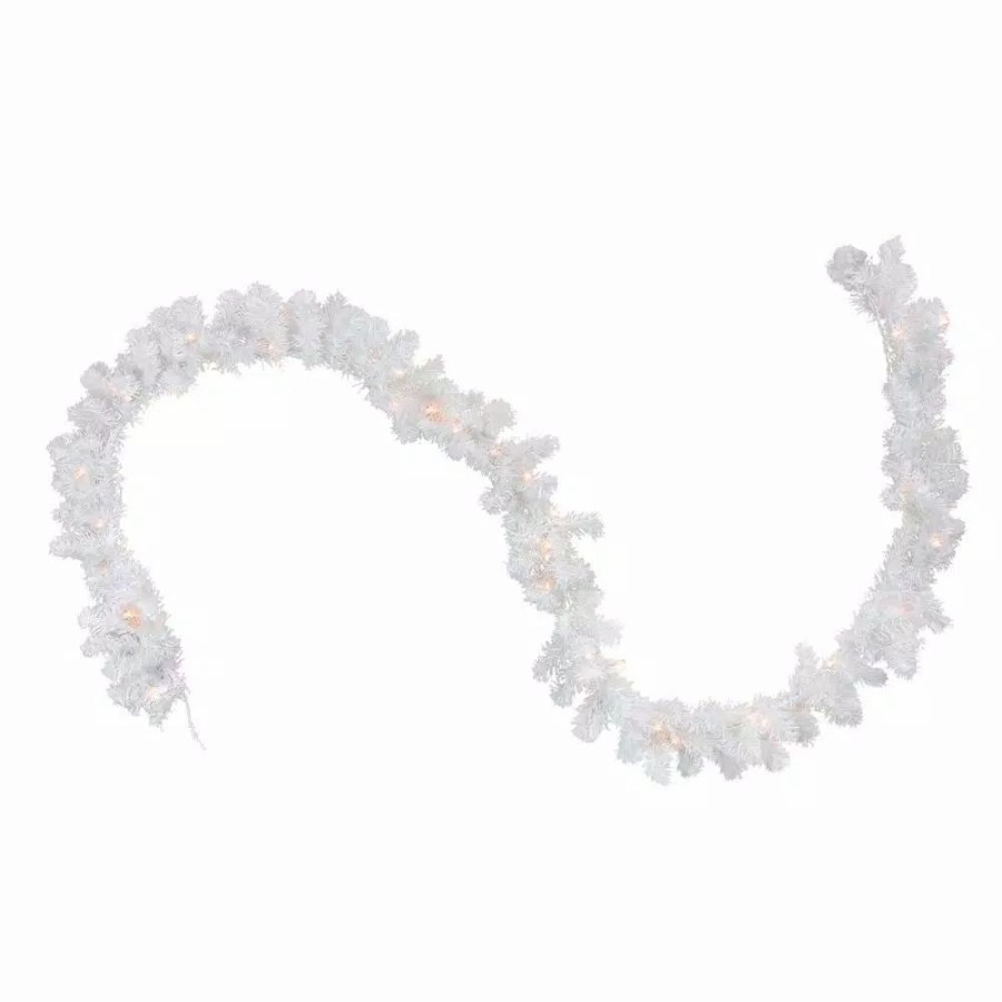 Christmas Greenery * | Northlight 9 Ft. X 12 In. Pre-Lit Snow White Artificial Christmas Garland With Clear Lights