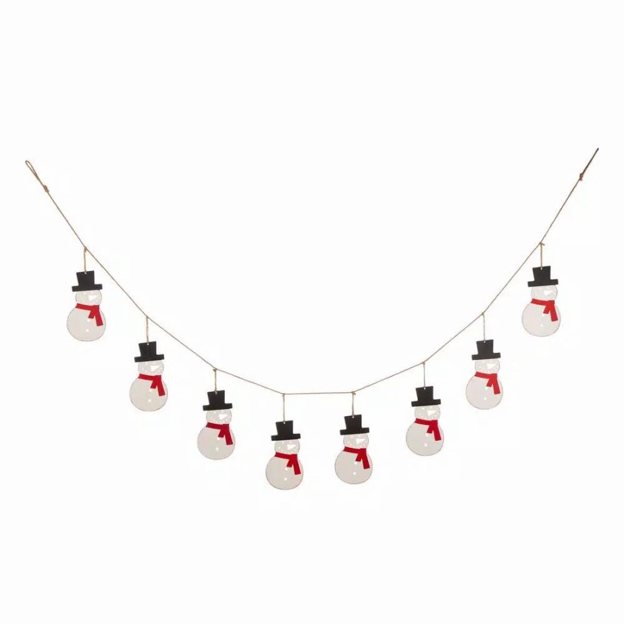 Christmas Greenery * | Glitzhome 6 Ft. L Metal Christmas Snowman Garland