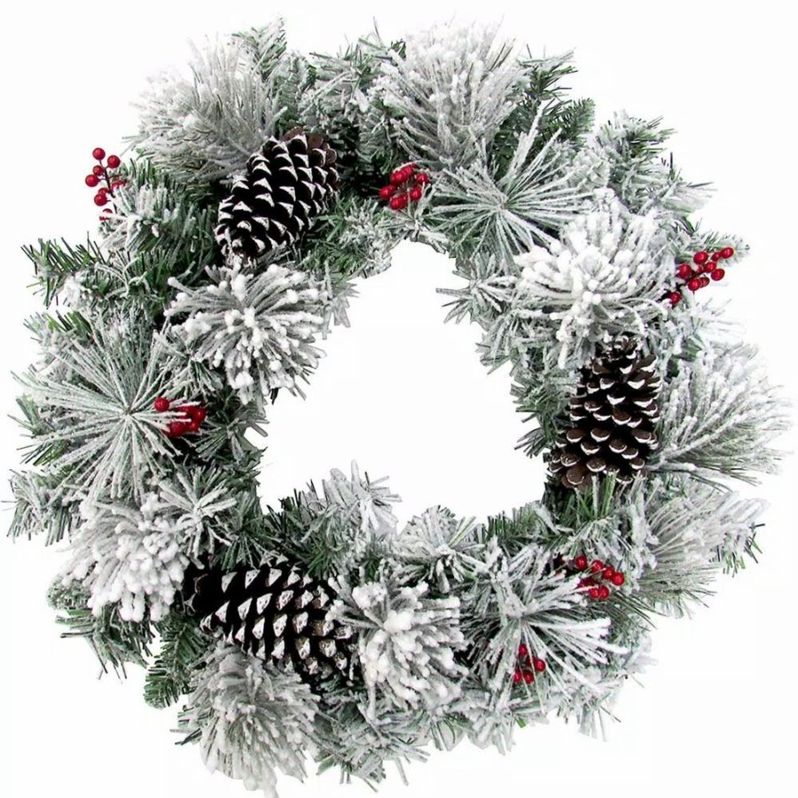 Christmas Greenery * | Fraser Hill Farm 24 In. Artificial Christmas Wreath With Pinecones And Berries