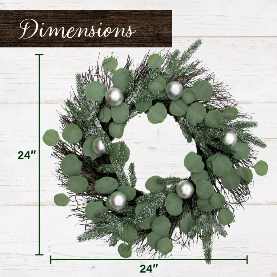 Christmas Greenery * | Fraser Hill Farm 24 In. Artificial Christmas Wreath With Pinecones And Berries