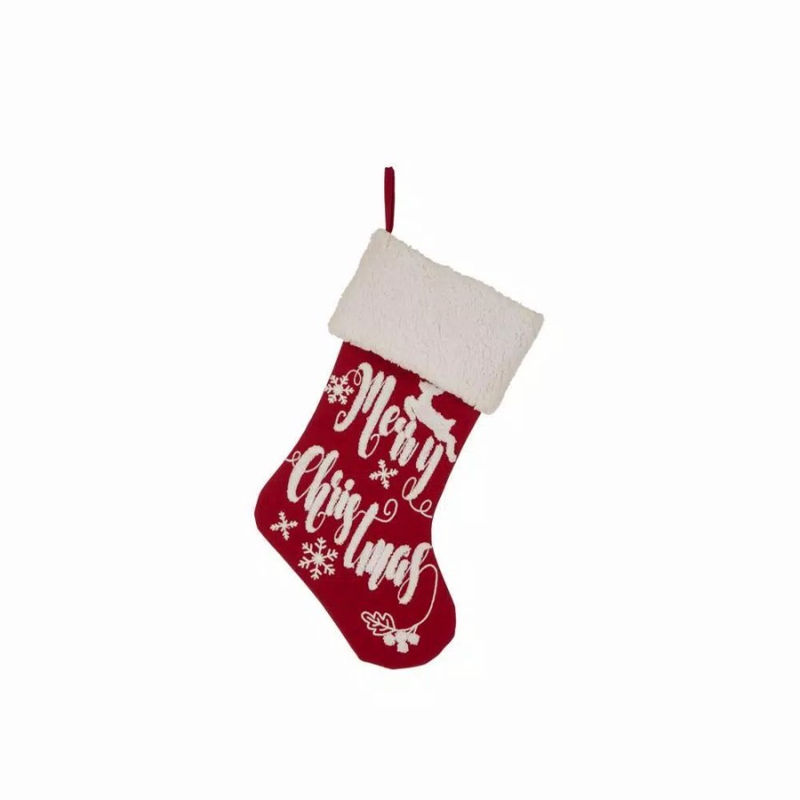 Indoor Christmas Decorations * | Glitzhome 21 In. H Fabric Stocking, In. Merry Christmas In