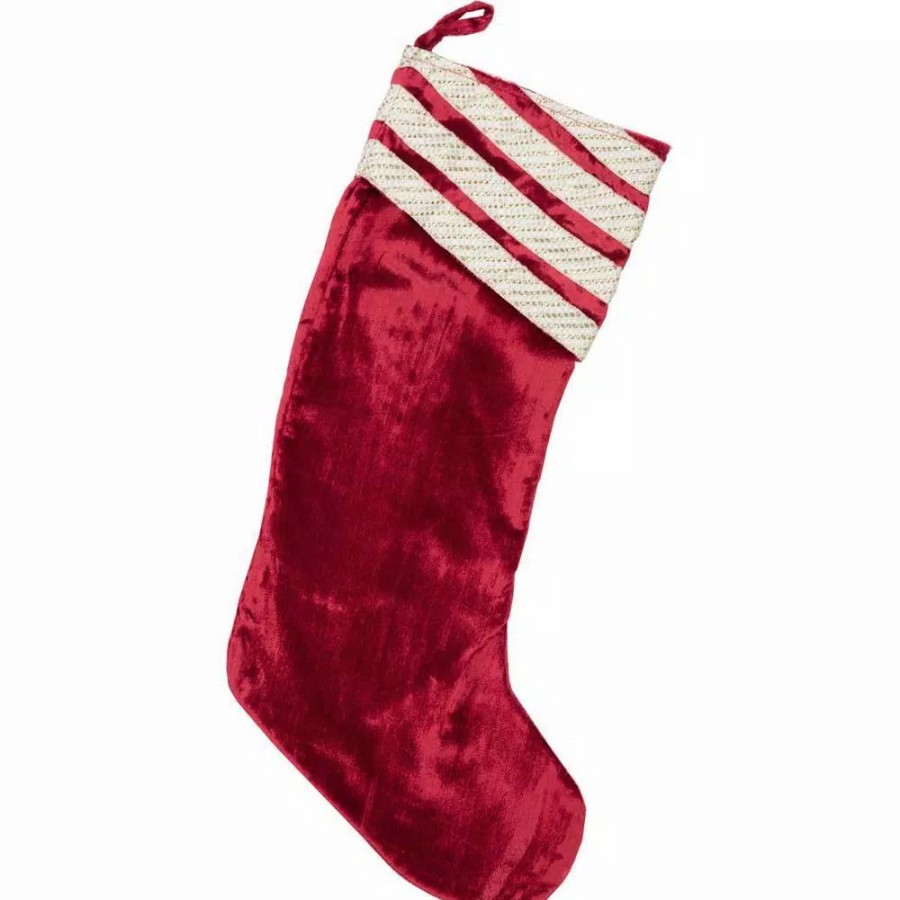 Indoor Christmas Decorations * | Vhc Brands 20 In. Viscose Red Memories Glam Christmas Decor Stocking