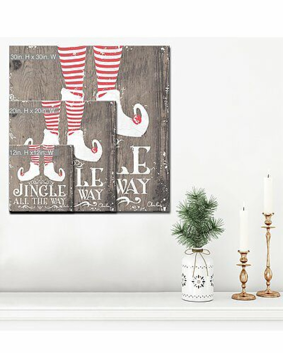 Mirrors & Wall Art * | Christmas Jingle All The Way Wrapped Canvas Wall Art By Olivia Rose Home