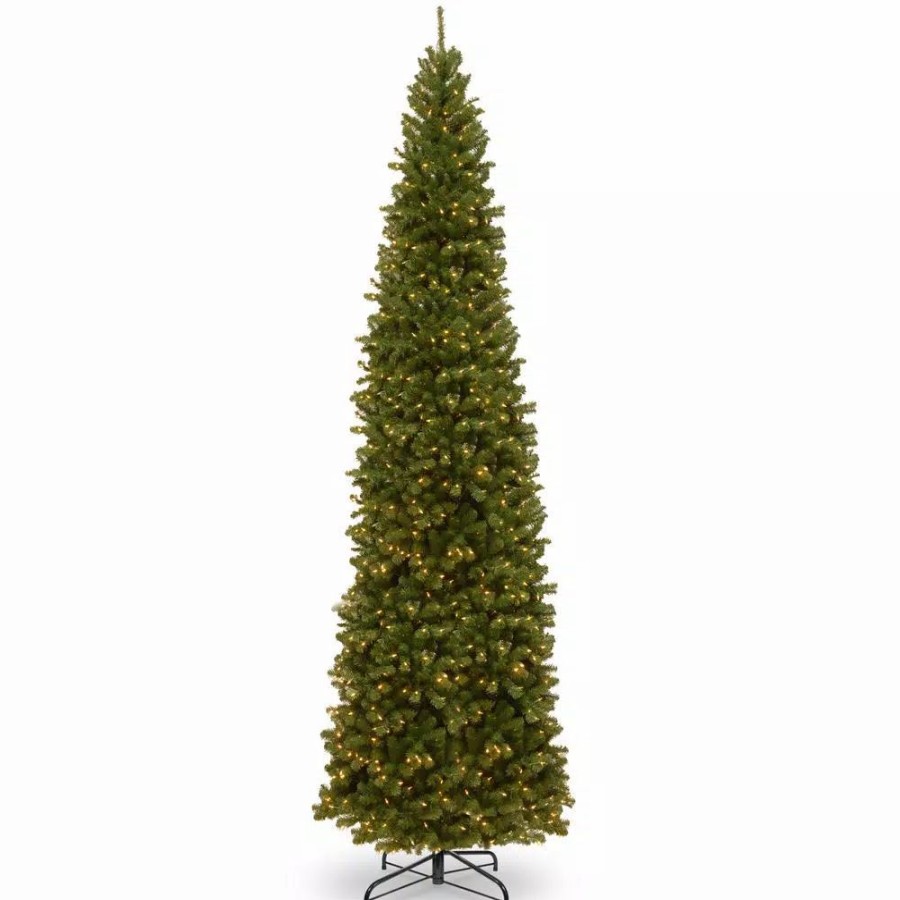 Christmas Trees * | National Tree Company 12 Ft. North Valley Spruce Pencil Slim Artificial Christmas Tree With Clear Lights