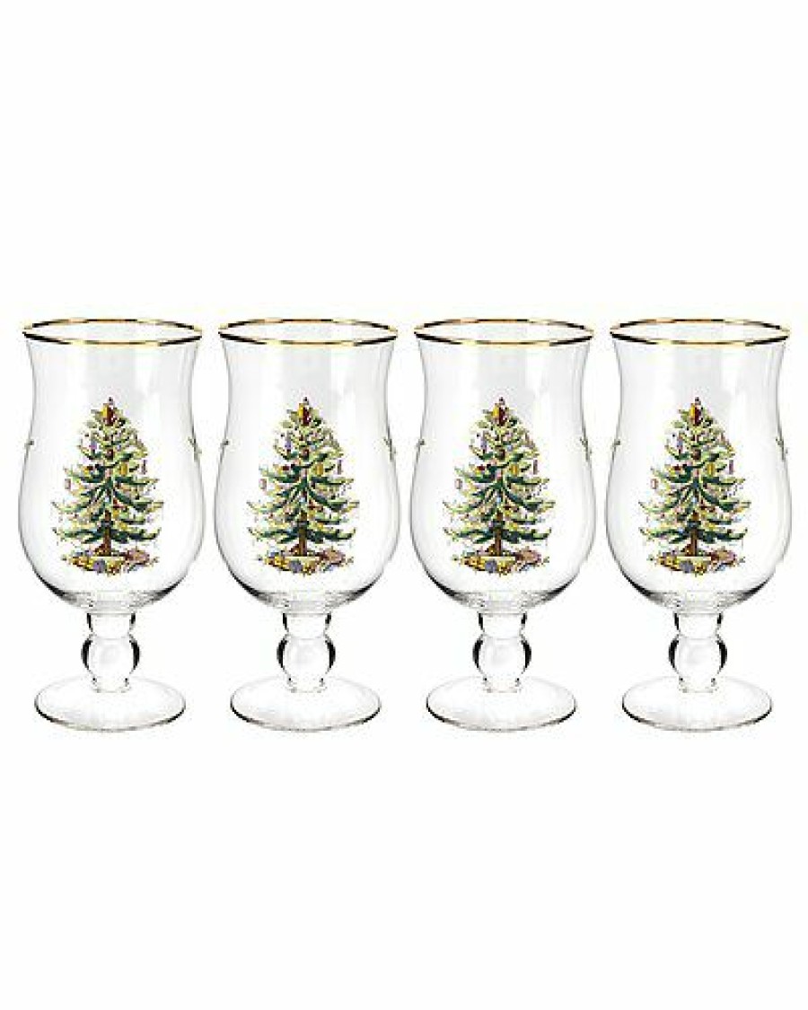 Kitchen & Dining Room * | Spode Christmas Tree Set Of 4 Tulip Glasses Home