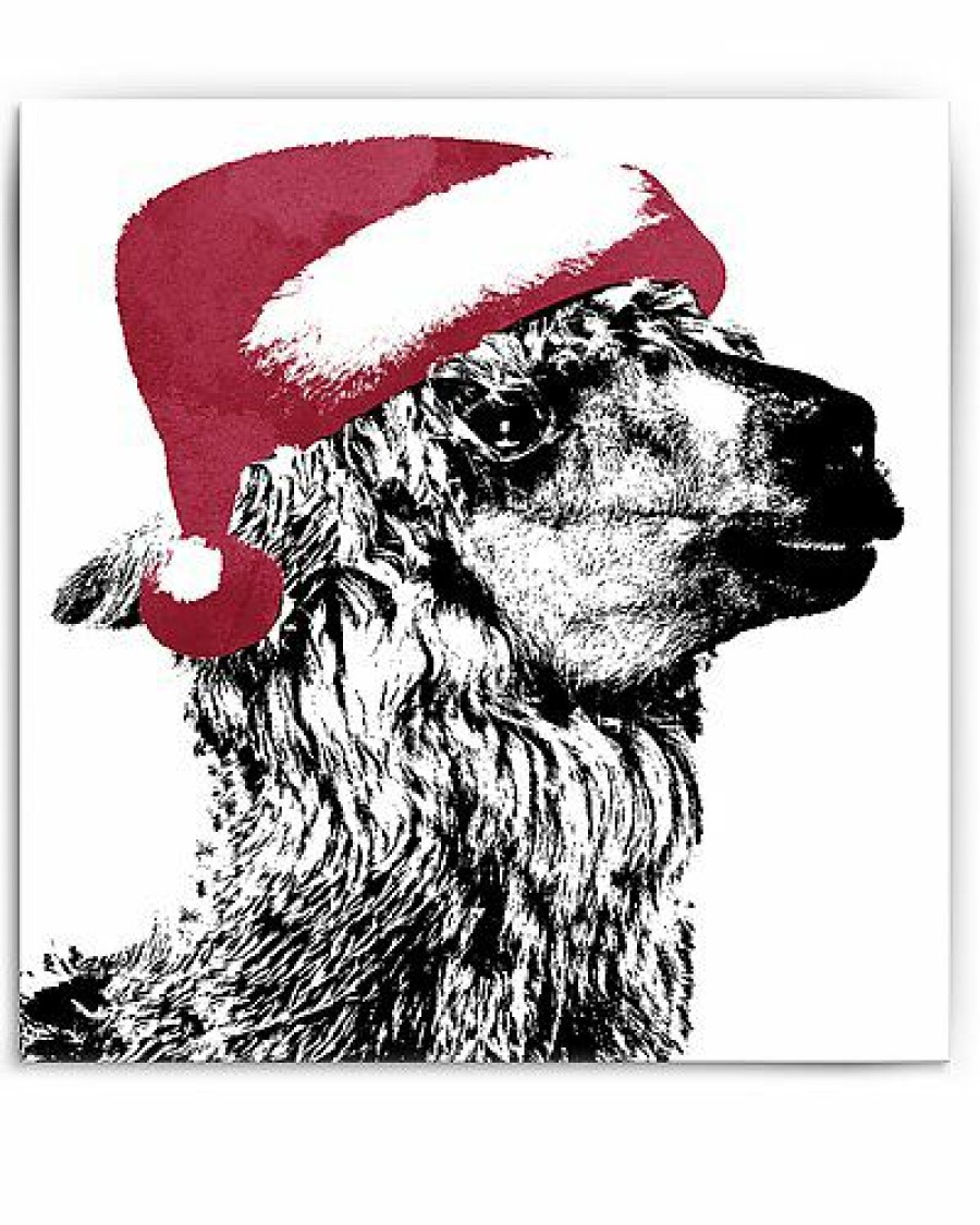 Mirrors & Wall Art * | Alpaca Santa Wrapped Canvas Christmas Wall Art By Chichi Decor Home