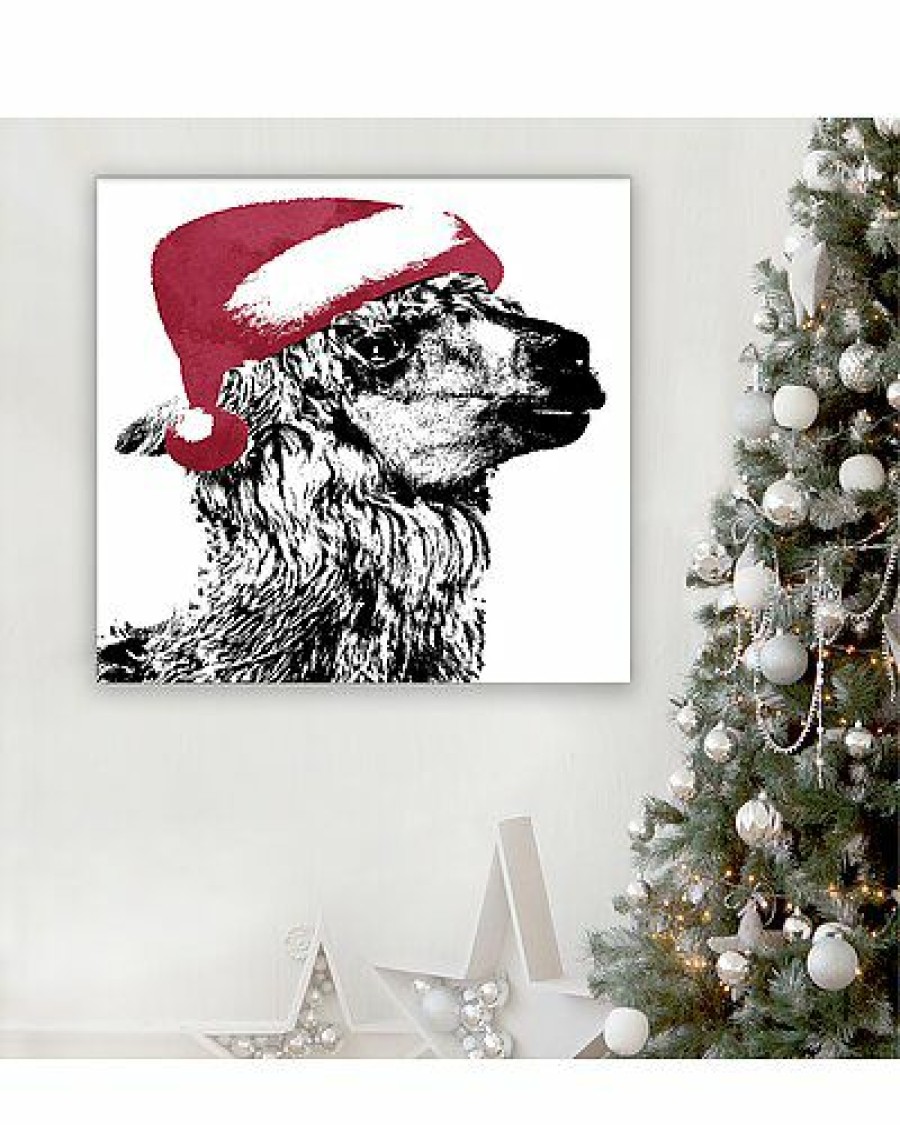 Mirrors & Wall Art * | Alpaca Santa Wrapped Canvas Christmas Wall Art By Chichi Decor Home