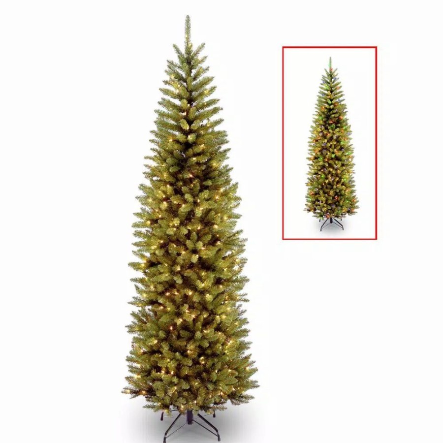 Christmas Trees * | National Tree Company 7 Ft. Powerconnect Kingswood Fir Slim Artificial Christmas Tree With Dual Color Led Lights