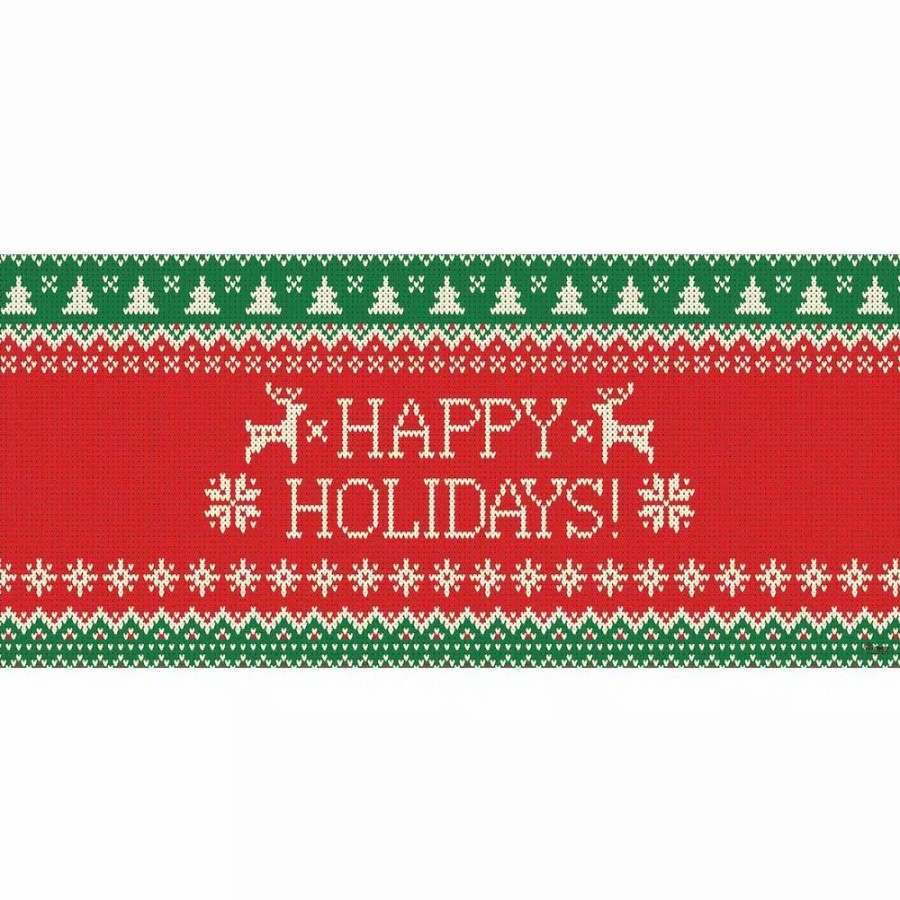 Outdoor Christmas Decorations * | My Door Decor 7 Ft. X 16 Ft. Ugly Christmas Sweater Happy Holidays-Christmas Garage Door Decor Mural For Double Car Garage