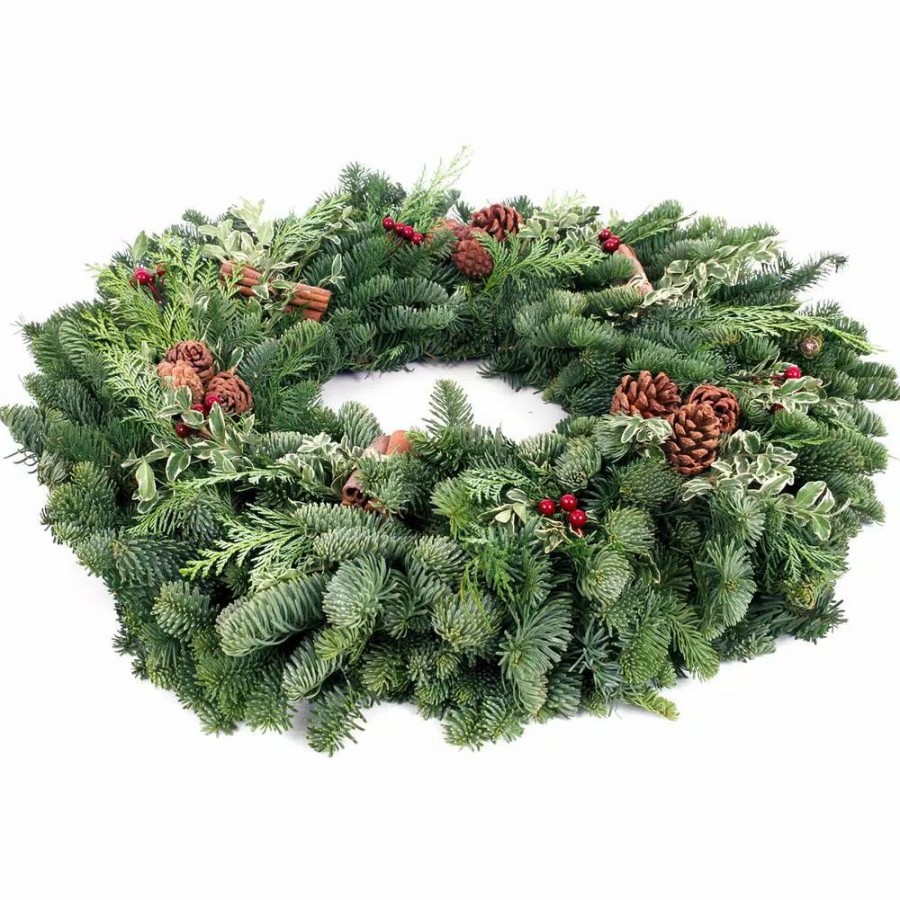 Christmas Greenery * | Van Zyverden 24 In. Live Fresh Cut Pacific Northwest Cinnamon Spice Christmas Wreath