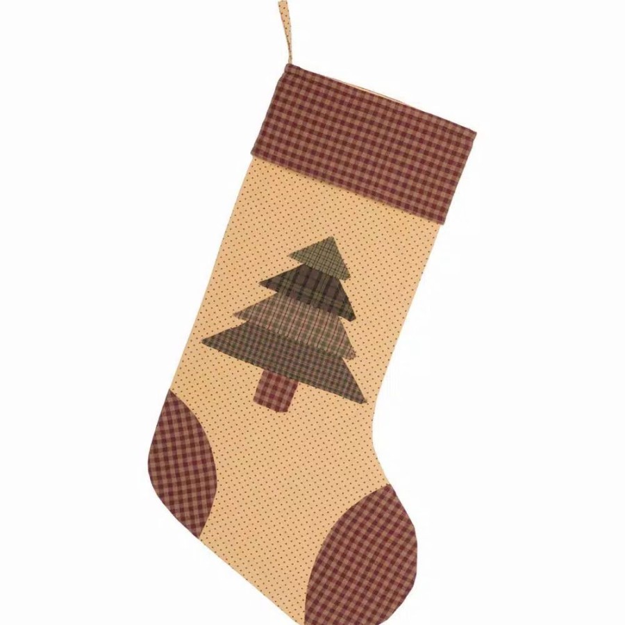 Indoor Christmas Decorations * | Vhc Brands 20 In. Cotton Sequoia Creme White Rustic Christmas Decor Stocking