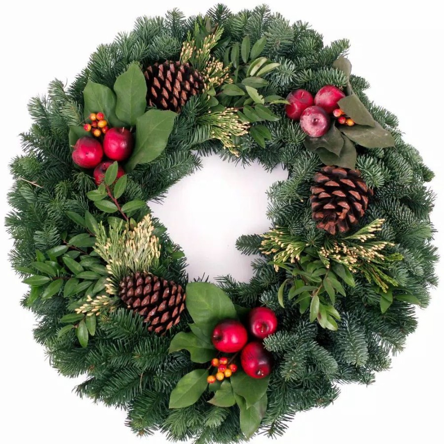 Christmas Greenery * | Van Zyverden 24 In. Live Fresh Cut Pacific Northwest Countryside Christmas Wreath