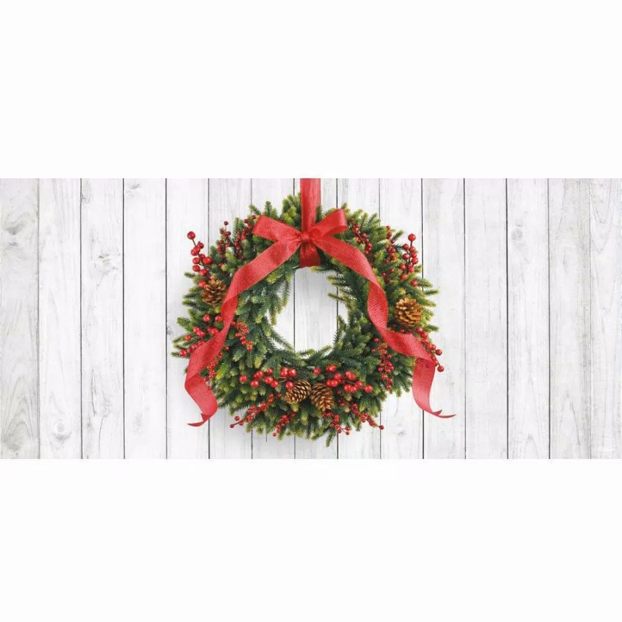 Outdoor Christmas Decorations * | My Door Decor 36 In. X 80 In. Santa And Rudolph-Christmas Front Door Decor Mural