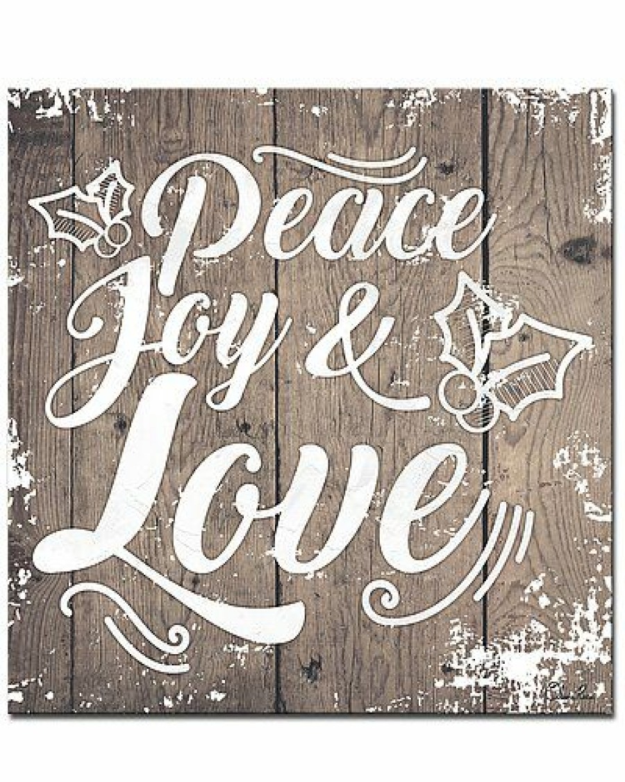 Mirrors & Wall Art * | Christmas Peace Joy Love Wrapped Canvas Wall Art By Olivia Rose Home