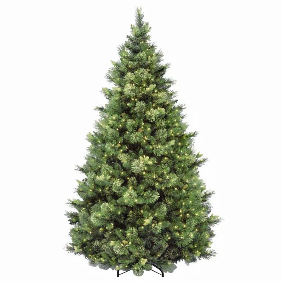 Christmas Trees * | National Tree Company 7-1/2 Ft. Carolina Pine Hinged Artificial Christmas Tree With 86 Flocked Cones And 750 Clear Lights