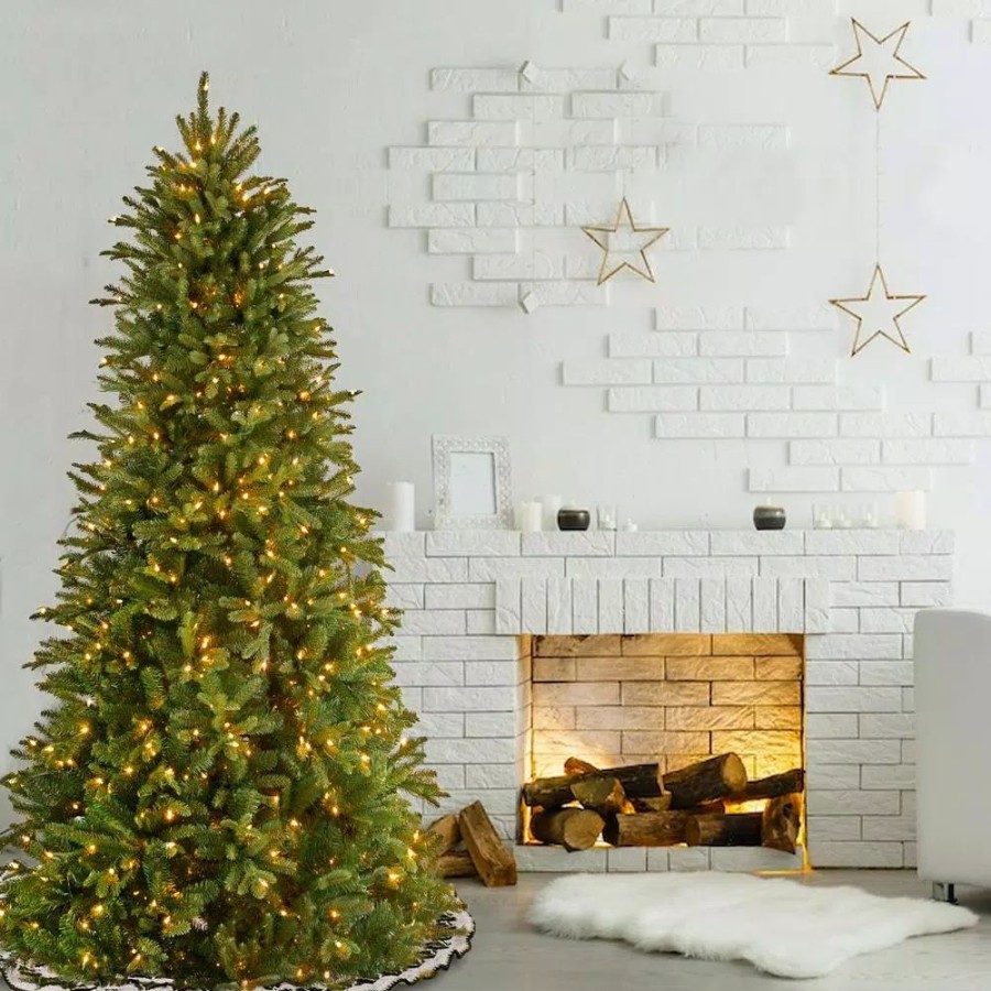 Christmas Trees * | National Tree Company 7-1/2 Ft. Feel Real Tiffany Fir Slim Hinged Artificial Christmas Tree With 600 Clear Lights