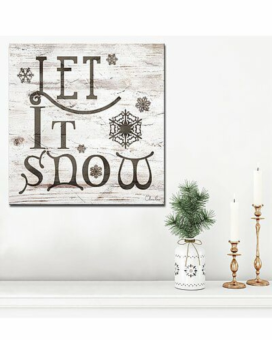 Mirrors & Wall Art * | Christmas Let It Snow Wrapped Canvas Wall Art By Olivia Rose Home