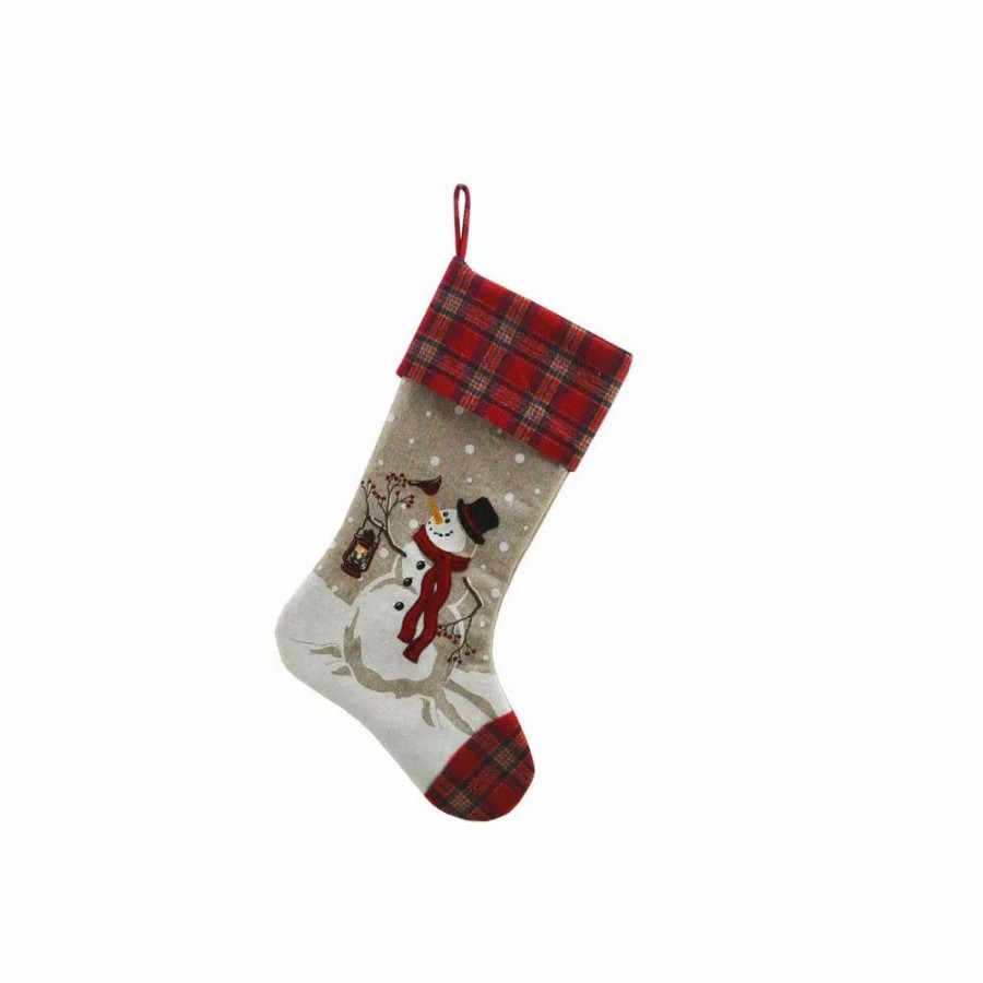 Indoor Christmas Decorations * | Manor Luxe 0.1 In. H X 20 In. L Polyester Snowman Lantern Light Up Christmas Stocking