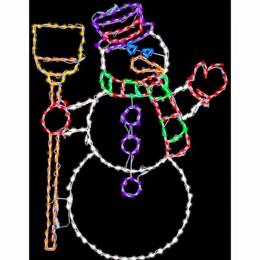 Outdoor Christmas Decorations * | Fraser Hill Farm 57 In. Christmas Snowman Holding Broom With Led Lights