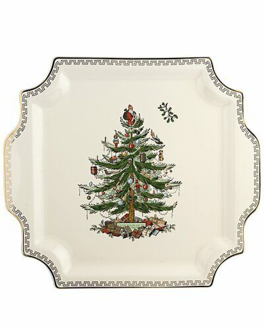 Kitchen & Dining Room * | Spode Christmas Tree Gold Square Platter Home