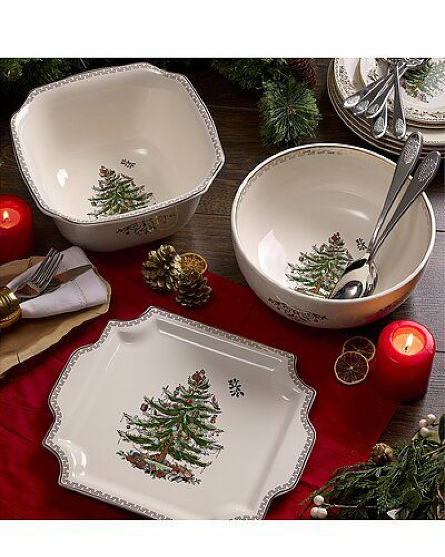 Kitchen & Dining Room * | Spode Christmas Tree Gold Square Platter Home