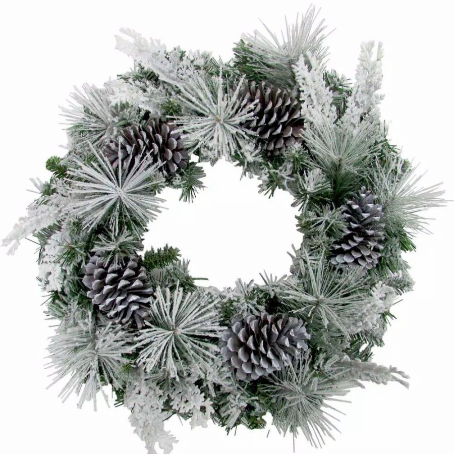 Christmas Greenery * | Fraser Hill Farm 24 In. Artificial Christmas Wreath With Oversized Pinecones